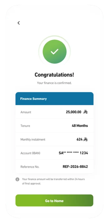 Your finance is confirmed EN